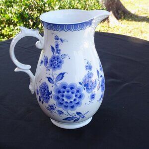 White and Blue Floral Vase by London Pottery
